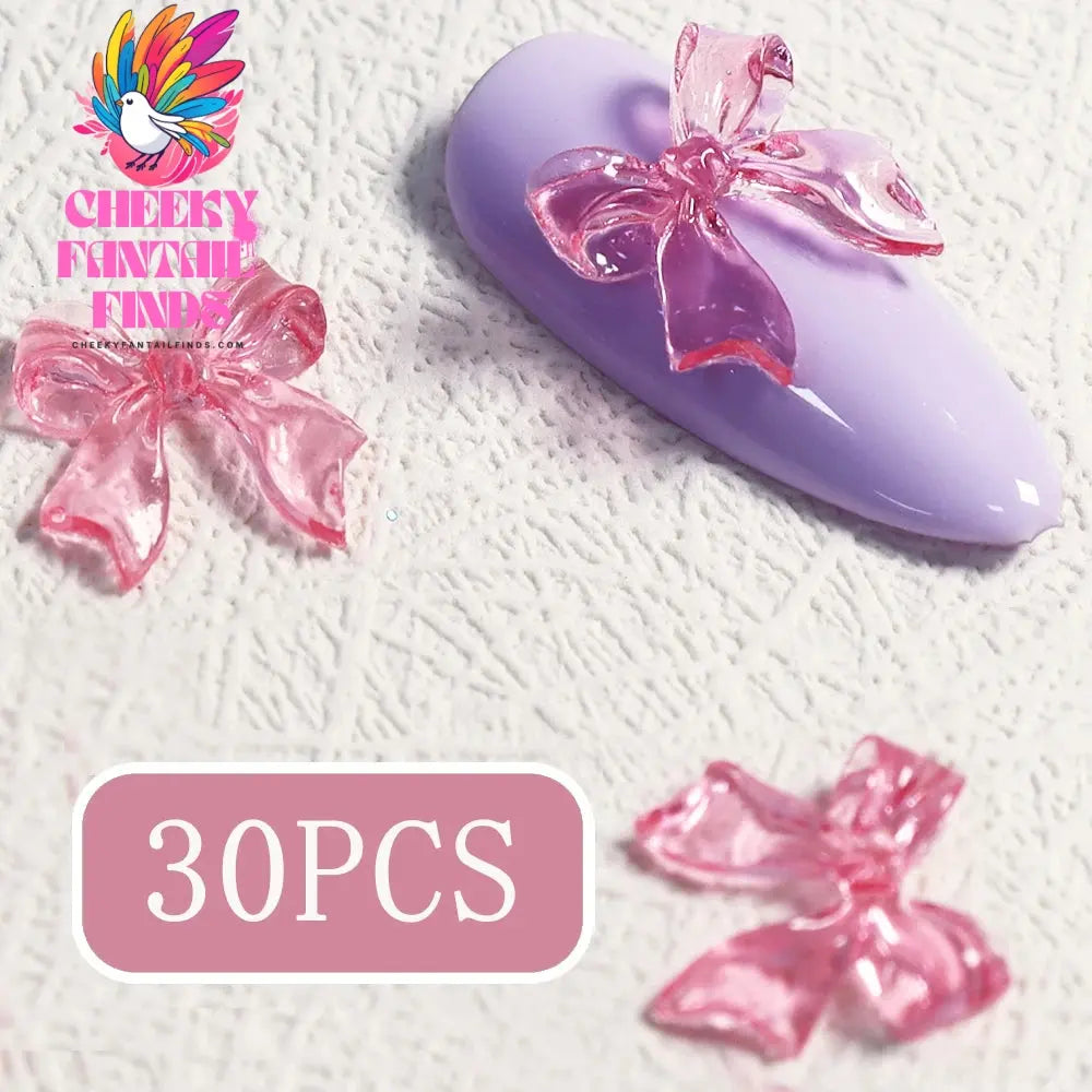 30Pcs Cherry Red Bow Nail Charms Valentine's Dark Red Tie Nail Parts Supplies for DIY Women's Nail Salon Design Decoration Cheeky Fantail Finds