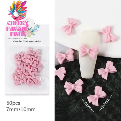30Pcs Cherry Red Bow Nail Charms Valentine's Dark Red Tie Nail Parts Supplies for DIY Women's Nail Salon Design Decoration Cheeky Fantail Finds