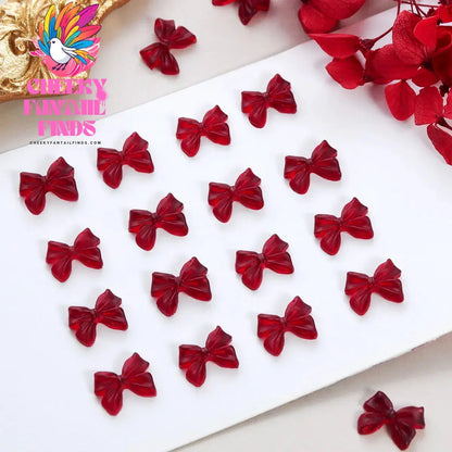 30Pcs Cherry Red Bow Nail Charms Valentine's Dark Red Tie Nail Parts Supplies for DIY Women's Nail Salon Design Decoration Cheeky Fantail Finds