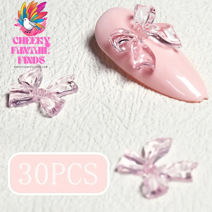 30Pcs Cherry Red Bow Nail Charms Valentine's Dark Red Tie Nail Parts Supplies for DIY Women's Nail Salon Design Decoration Cheeky Fantail Finds