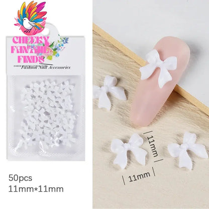 30Pcs Cherry Red Bow Nail Charms Valentine's Dark Red Tie Nail Parts Supplies for DIY Women's Nail Salon Design Decoration Cheeky Fantail Finds