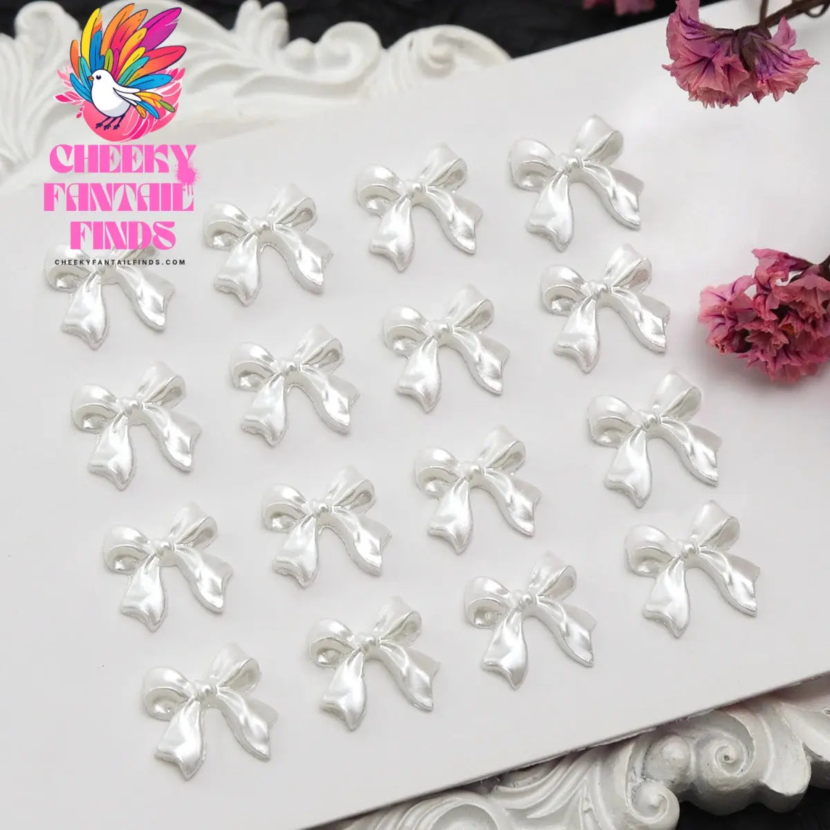 30Pcs Cherry Red Bow Nail Charms Valentine's Dark Red Tie Nail Parts Supplies for DIY Women's Nail Salon Design Decoration Cheeky Fantail Finds
