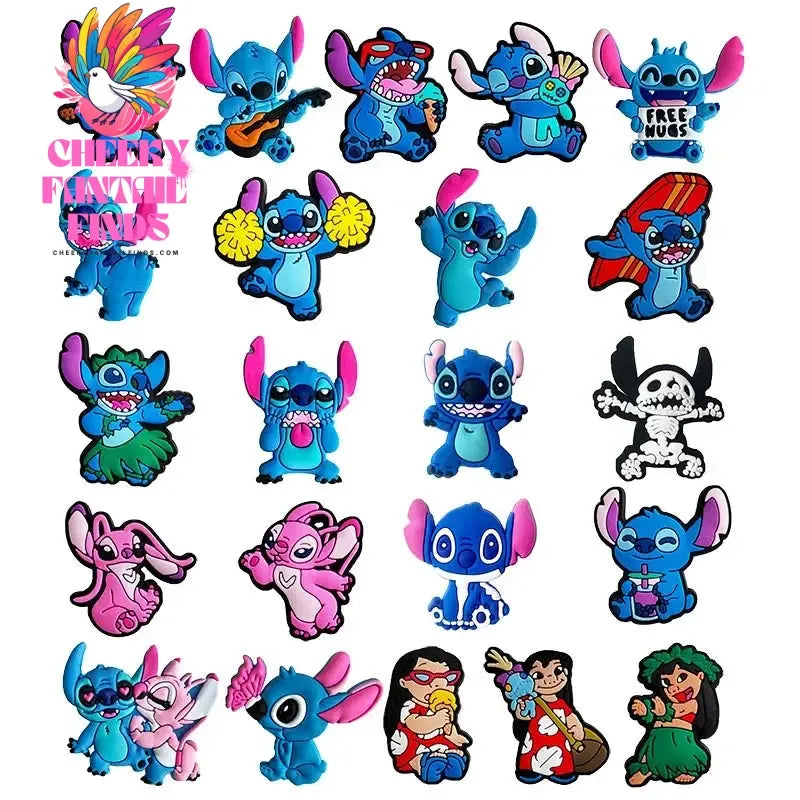 30pcs Cute Cartoon Lilo & Stitch Kawaii Shoe Charms for Clogs Sandals decorations Accessories Shoe bucket - Cheeky Fantail Finds