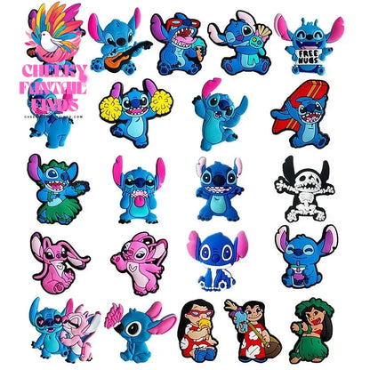 30pcs Cute Cartoon Lilo & Stitch Kawaii Shoe Charms for Clogs Sandals decorations Accessories Shoe bucket - Cheeky Fantail Finds