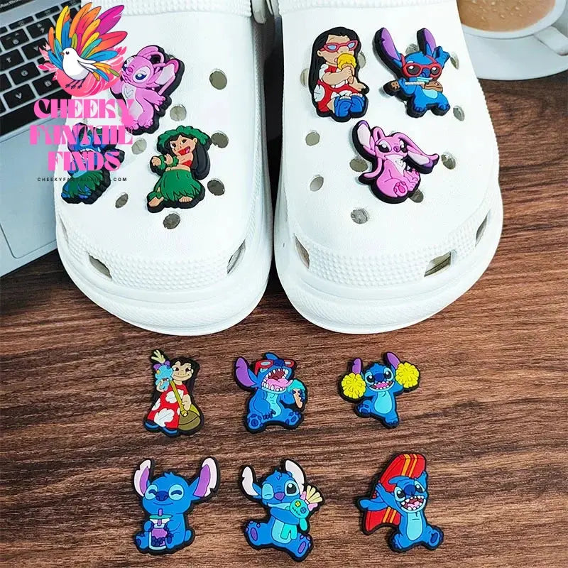 30pcs Cute Cartoon Lilo & Stitch Kawaii Shoe Charms for Clogs Sandals decorations Accessories Shoe bucket - Cheeky Fantail Finds
