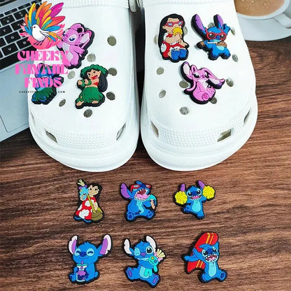 30pcs Cute Cartoon Lilo & Stitch Kawaii Shoe Charms for Clogs Sandals decorations Accessories Shoe bucket - Cheeky Fantail Finds