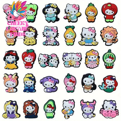 30pcs Hello Kitty Series Shoe Charms for Clogs Bubble Slides Sandals PVC Shoe Decorations Buckle Accessories for Kid Women Cheeky Fantail Finds