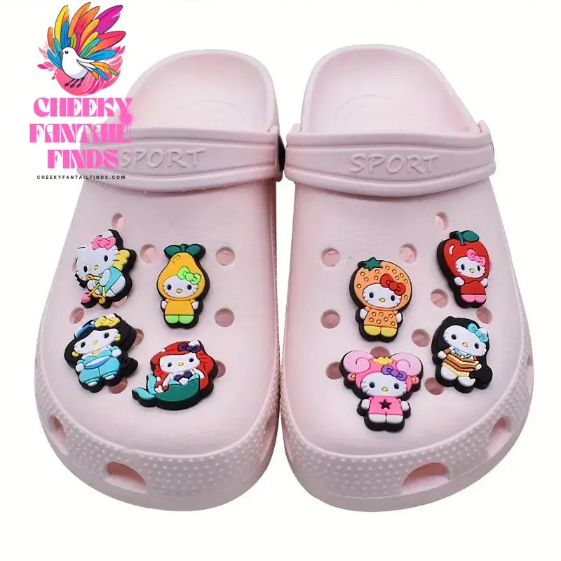 30pcs Hello Kitty Series Shoe Charms for Clogs Bubble Slides Sandals PVC Shoe Decorations Buckle Accessories for Kid Women Cheeky Fantail Finds