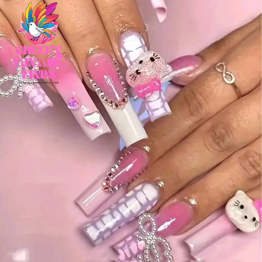 30pcs Mixed HelloKitty Nail Art Accessories Cute Sanrio Hello Kitty Cat Head Nail Charm DIY Resin 3D Press on Nail Jewelry Decor Cheeky Fantail Finds