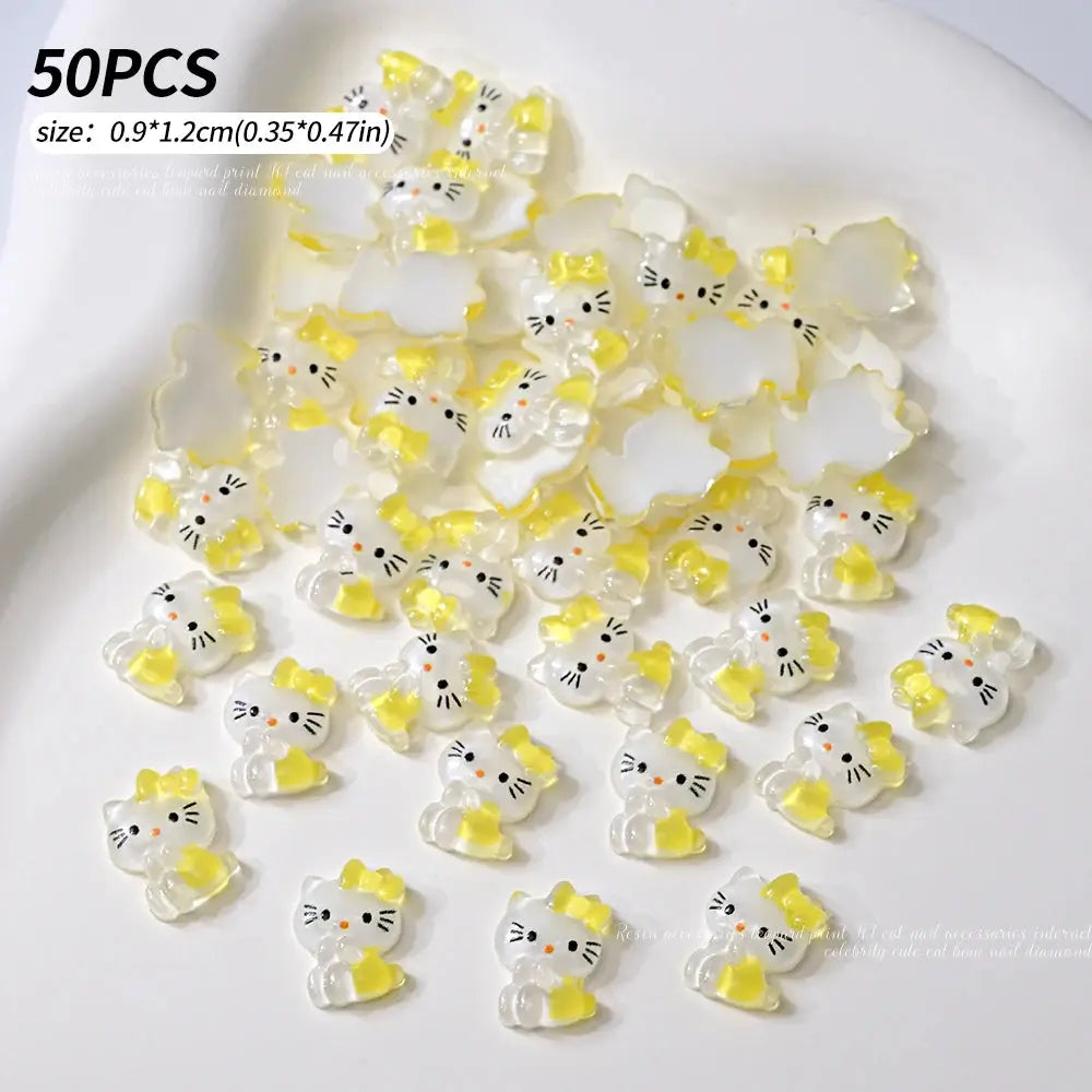 30pcs Mixed HelloKitty Nail Art Accessories Cute Sanrio Hello Kitty Cat Head Nail Charm DIY Resin 3D Press on Nail Jewelry Decor Cheeky Fantail Finds