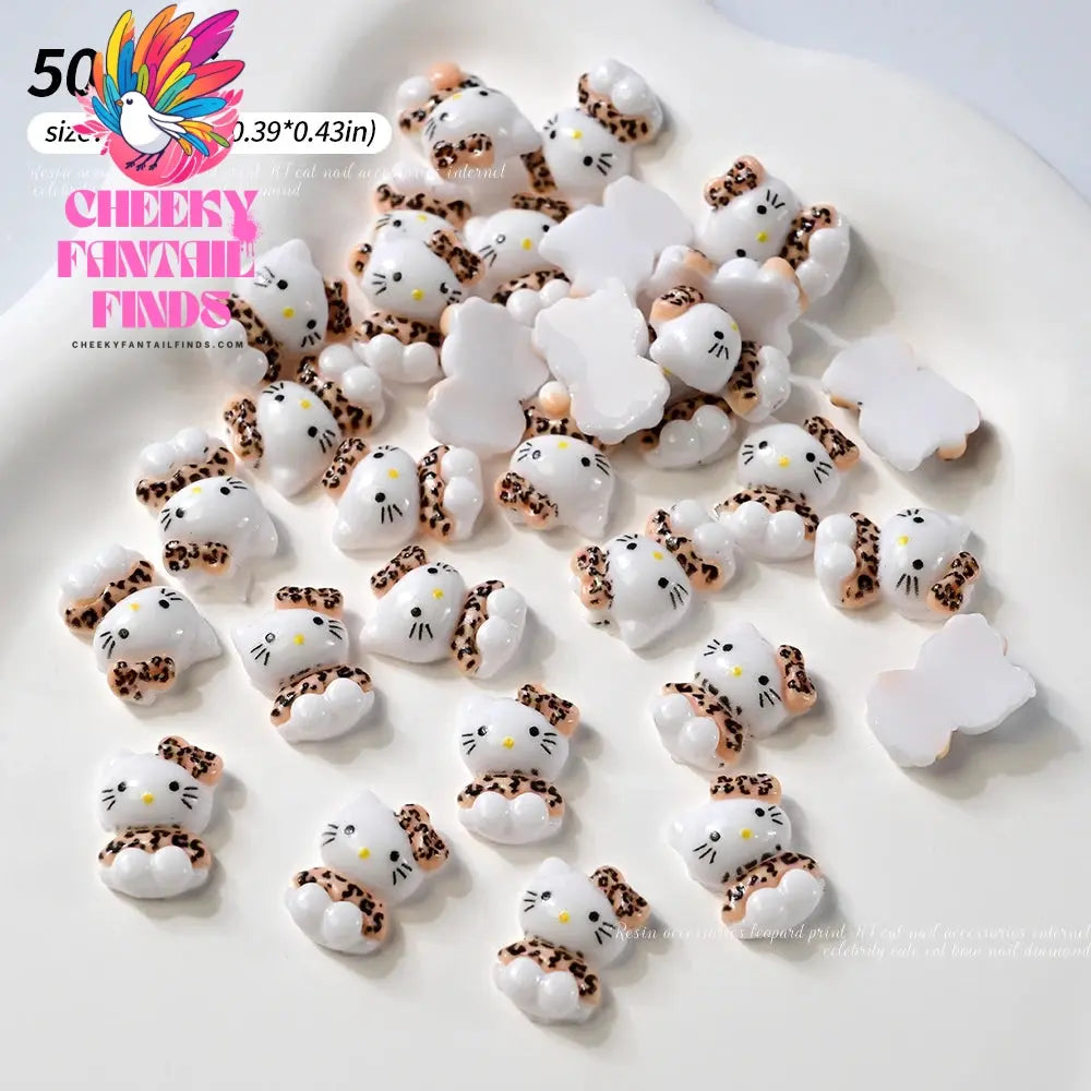 30pcs Mixed HelloKitty Nail Art Accessories Cute Sanrio Hello Kitty Cat Head Nail Charm DIY Resin 3D Press on Nail Jewelry Decor Cheeky Fantail Finds