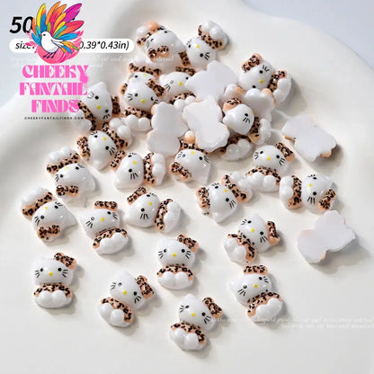 30pcs Mixed HelloKitty Nail Art Accessories Cute Sanrio Hello Kitty Cat Head Nail Charm DIY Resin 3D Press on Nail Jewelry Decor Cheeky Fantail Finds
