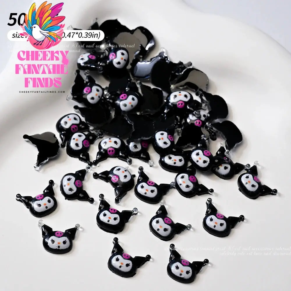 30pcs Mixed HelloKitty Nail Art Accessories Cute Sanrio Hello Kitty Cat Head Nail Charm DIY Resin 3D Press on Nail Jewelry Decor Cheeky Fantail Finds