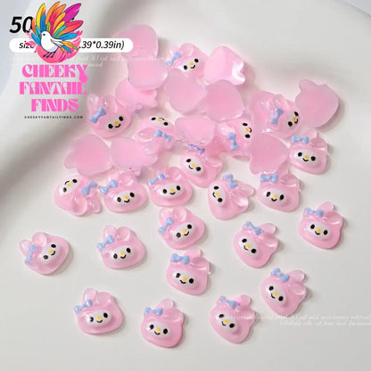30pcs Mixed HelloKitty Nail Art Accessories Cute Sanrio Hello Kitty Cat Head Nail Charm DIY Resin 3D Press on Nail Jewelry Decor Cheeky Fantail Finds