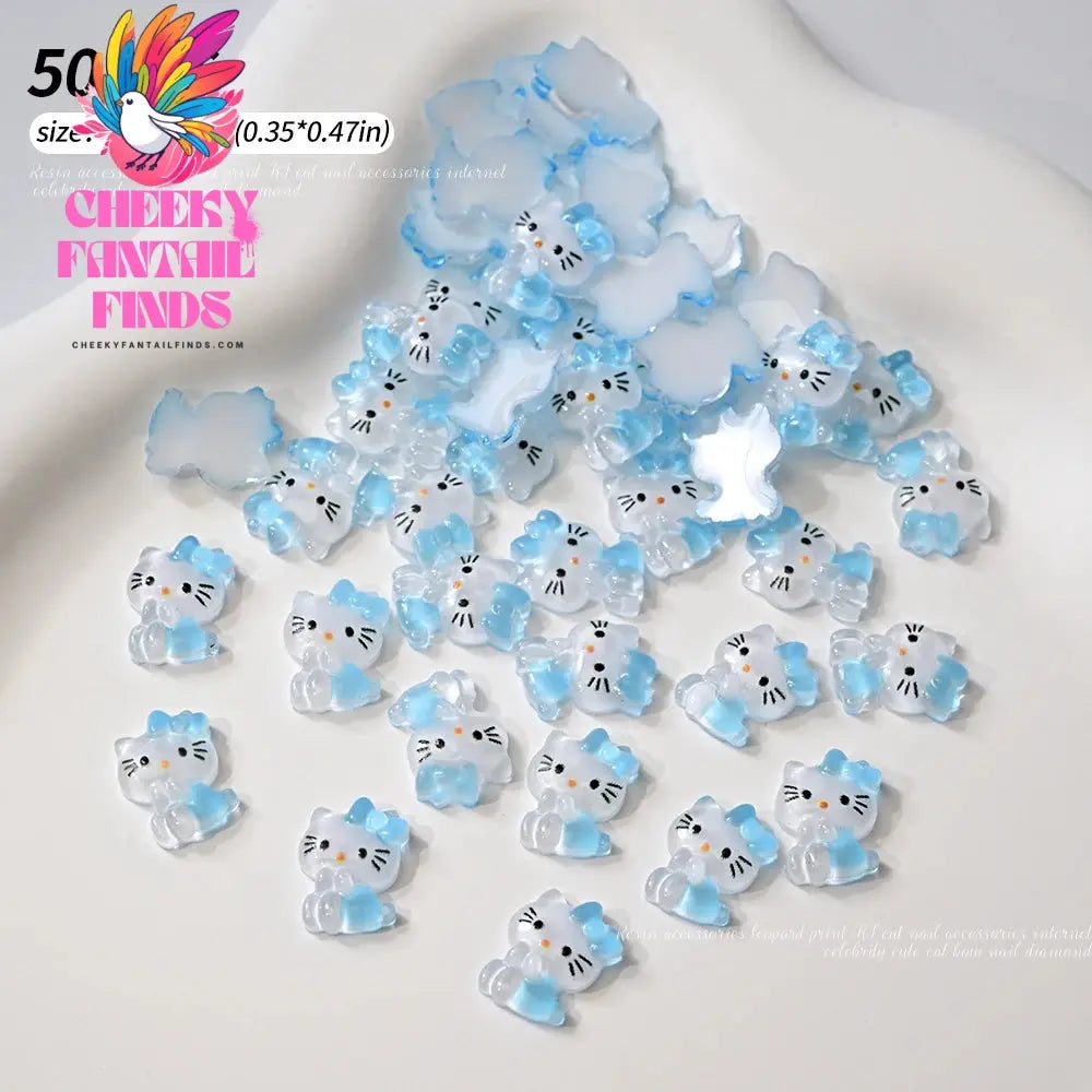 30pcs Mixed HelloKitty Nail Art Accessories Cute Sanrio Hello Kitty Cat Head Nail Charm DIY Resin 3D Press on Nail Jewelry Decor Cheeky Fantail Finds