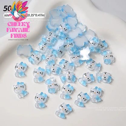 30pcs Mixed HelloKitty Nail Art Accessories Cute Sanrio Hello Kitty Cat Head Nail Charm DIY Resin 3D Press on Nail Jewelry Decor Cheeky Fantail Finds