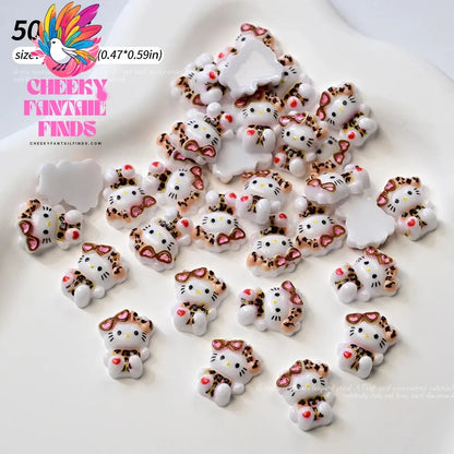 30pcs Mixed HelloKitty Nail Art Accessories Cute Sanrio Hello Kitty Cat Head Nail Charm DIY Resin 3D Press on Nail Jewelry Decor Cheeky Fantail Finds
