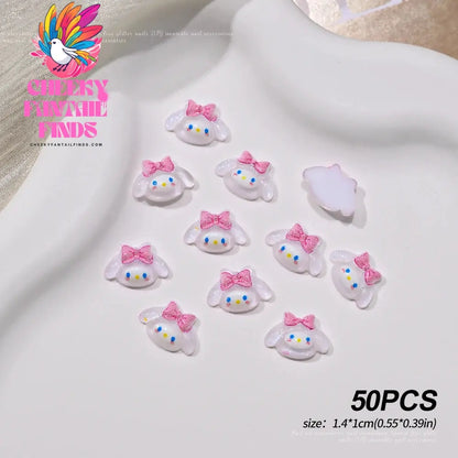 30pcs Mixed HelloKitty Nail Art Accessories Cute Sanrio Hello Kitty Cat Head Nail Charm DIY Resin 3D Press on Nail Jewelry Decor Cheeky Fantail Finds