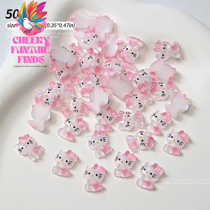 30pcs Mixed HelloKitty Nail Art Accessories Cute Sanrio Hello Kitty Cat Head Nail Charm DIY Resin 3D Press on Nail Jewelry Decor Cheeky Fantail Finds