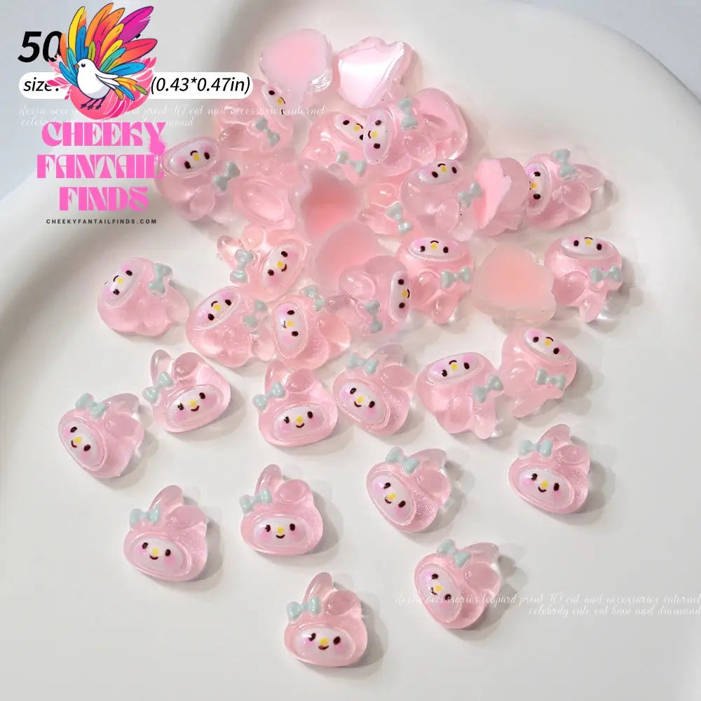 30pcs Mixed HelloKitty Nail Art Accessories Cute Sanrio Hello Kitty Cat Head Nail Charm DIY Resin 3D Press on Nail Jewelry Decor Cheeky Fantail Finds
