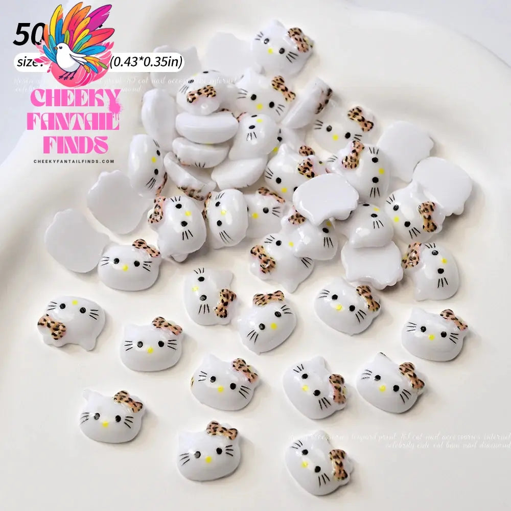 30pcs Mixed HelloKitty Nail Art Accessories Cute Sanrio Hello Kitty Cat Head Nail Charm DIY Resin 3D Press on Nail Jewelry Decor Cheeky Fantail Finds