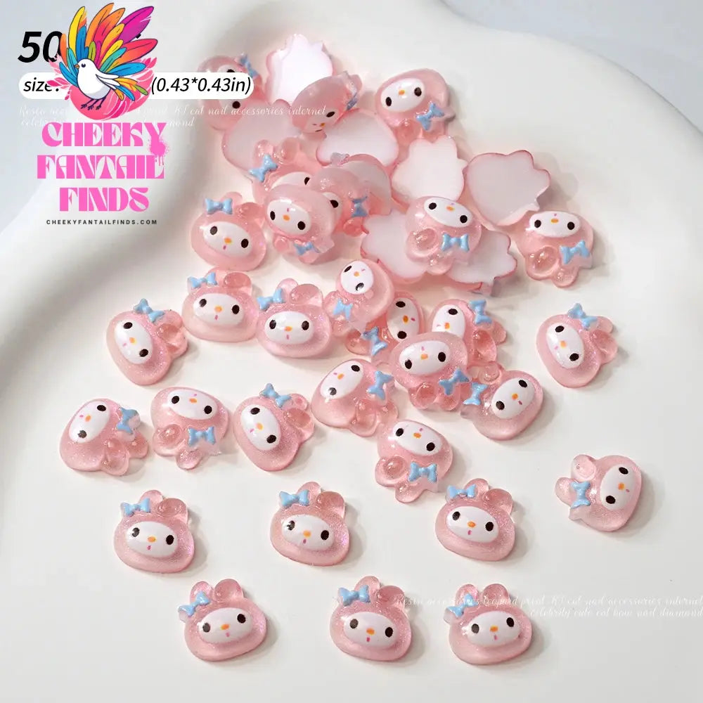 30pcs Mixed HelloKitty Nail Art Accessories Cute Sanrio Hello Kitty Cat Head Nail Charm DIY Resin 3D Press on Nail Jewelry Decor Cheeky Fantail Finds