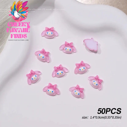 30pcs Mixed HelloKitty Nail Art Accessories Cute Sanrio Hello Kitty Cat Head Nail Charm DIY Resin 3D Press on Nail Jewelry Decor Cheeky Fantail Finds