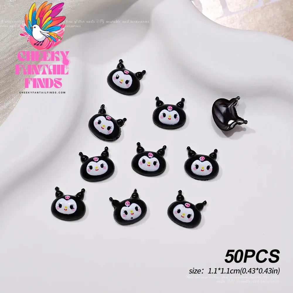 30pcs Mixed HelloKitty Nail Art Accessories Cute Sanrio Hello Kitty Cat Head Nail Charm DIY Resin 3D Press on Nail Jewelry Decor Cheeky Fantail Finds