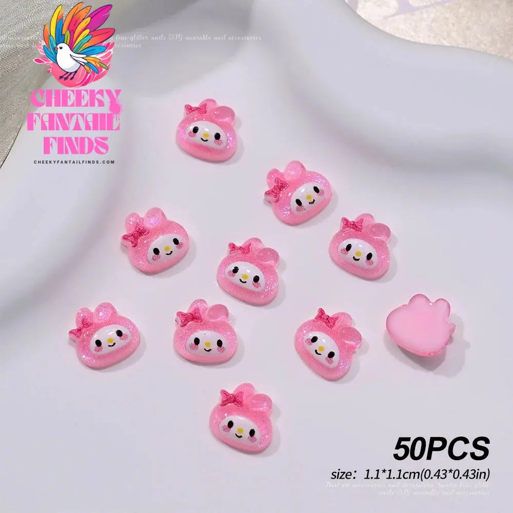 30pcs Mixed HelloKitty Nail Art Accessories Cute Sanrio Hello Kitty Cat Head Nail Charm DIY Resin 3D Press on Nail Jewelry Decor Cheeky Fantail Finds
