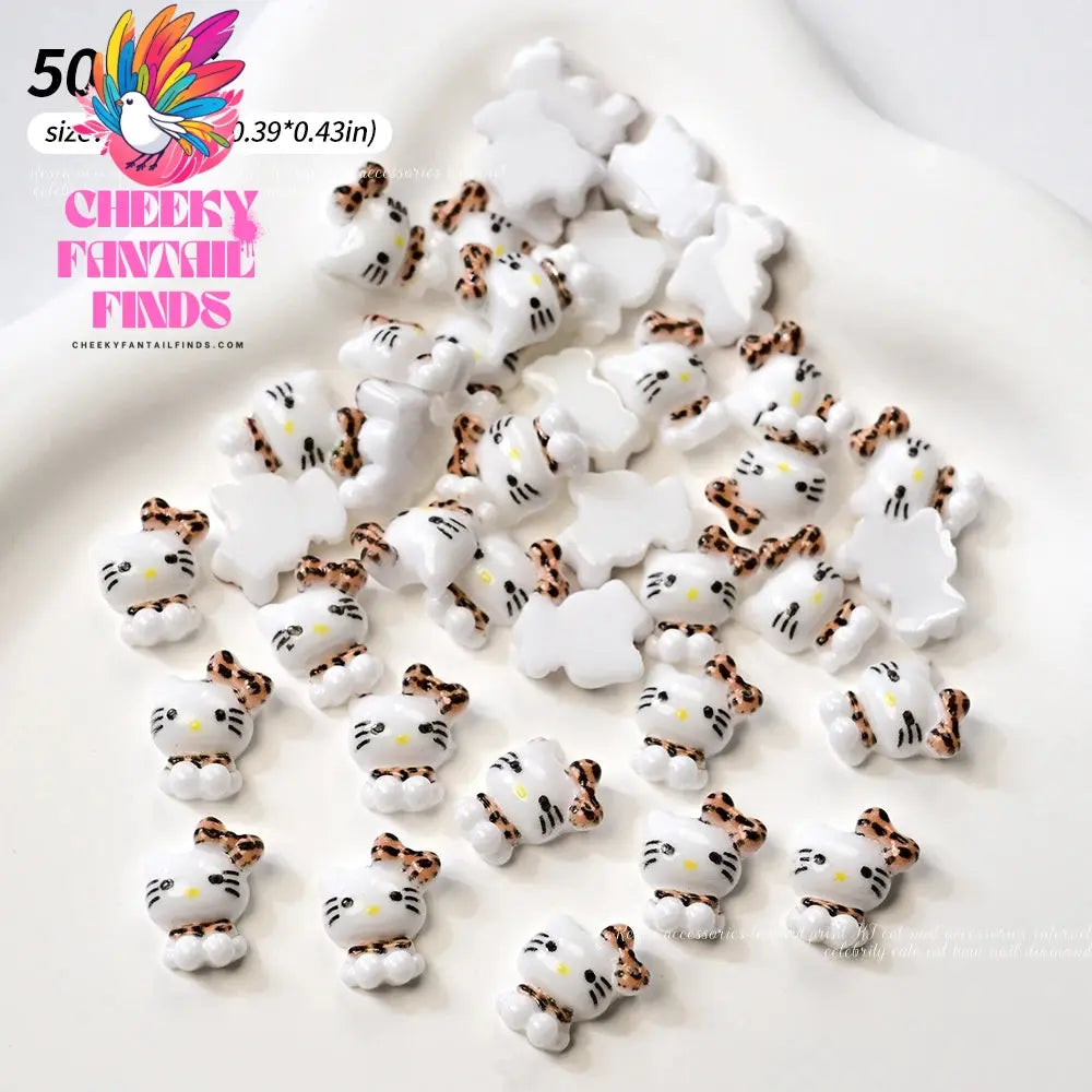 30pcs Mixed HelloKitty Nail Art Accessories Cute Sanrio Hello Kitty Cat Head Nail Charm DIY Resin 3D Press on Nail Jewelry Decor Cheeky Fantail Finds