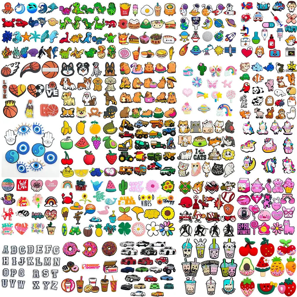 33 sets Cartoon Anime Shoe Charms Accessories PVC Shoe Decrations Wristband Buckle Kids X-mas Gifts - Cheeky Fantail Finds