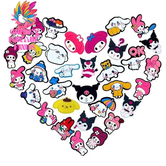 33PCS Sanrio Cinnamoroll Shoe Charms Clogs Cute Kuromi My Melody Pattern Buckles Detachable Sandals Decorate Accessories Cheeky Fantail Finds