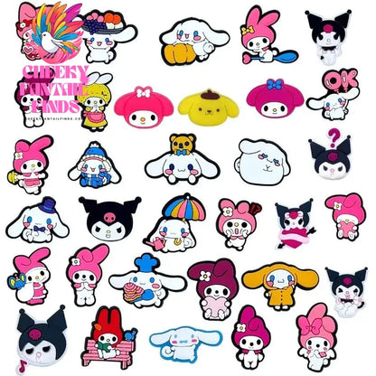 33PCS Sanrio Cinnamoroll Shoe Charms Clogs Cute Kuromi My Melody Pattern Buckles Detachable Sandals Decorate Accessories Cheeky Fantail Finds