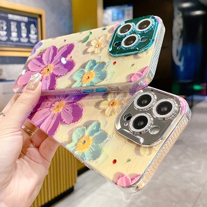 Xiaobai Blue And Purple Flower Phone Case New Fashion Trend Full Package Shockproof Creative Phone Case Suitable For IPhone 15, IPhone 15 Pro, IPhone 15 Pro Max, IPhone 14, IPhone 14 Pro, IPhone 14 Pro Max, IPhone 13, IPhone