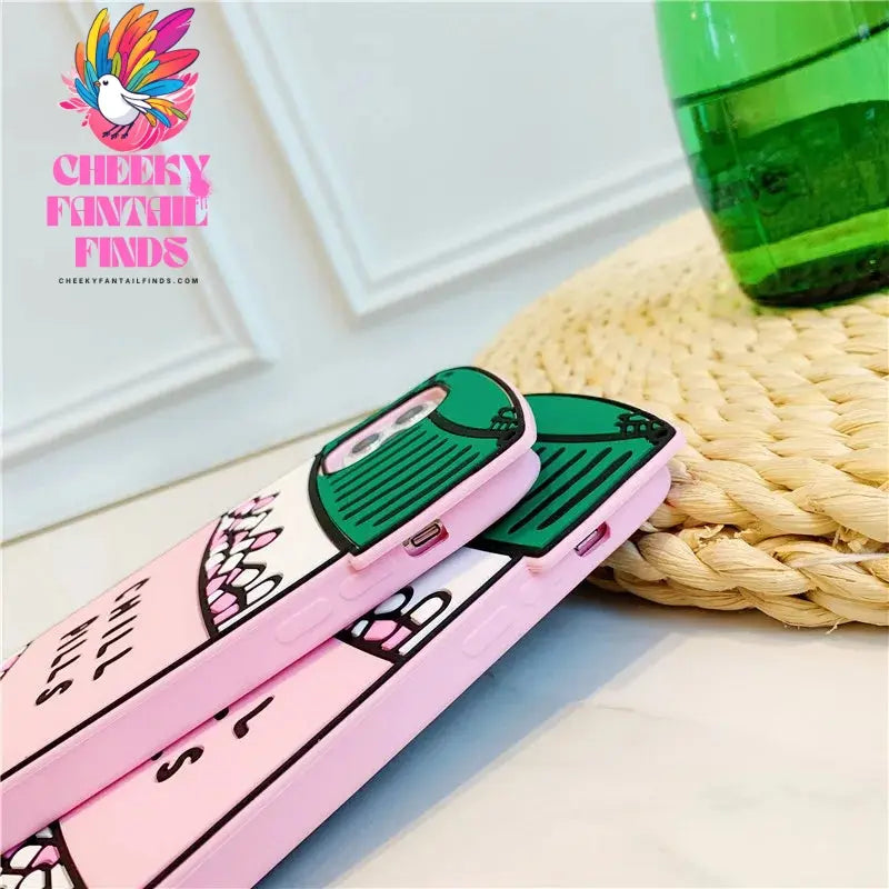 3D Cute Cartoon Chill Pills Case for iPhone 16 15 14 Pro Max 13 12 11 XS Max XR X 8 7Plus Medicine Bottle Soft Rubber Back Cover Cheeky Fantail Finds