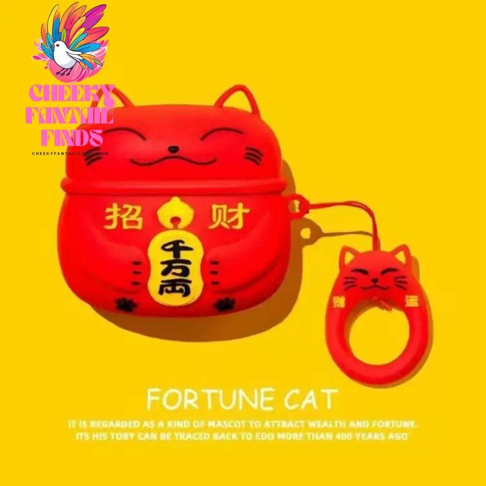 3D Cute Lucky Cat Case For Apple AirPods 1 2 Pro Bluetooth Headphone Cover 3rd Air pods Pro2 Silicone Soft Cover Protective Case Cheeky Fantail Finds