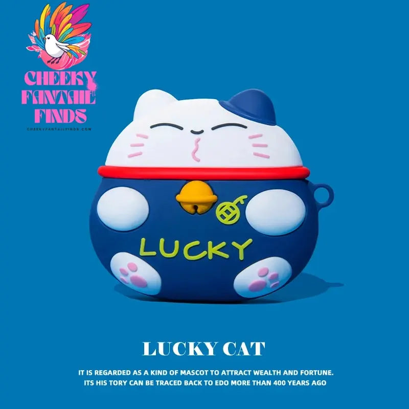 3D Cute Lucky Cat Case For Apple AirPods 1 2 Pro Bluetooth Headphone Cover 3rd Air pods Pro2 Silicone Soft Cover Protective Case Cheeky Fantail Finds