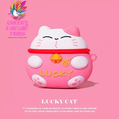 3D Cute Lucky Cat Case For Apple AirPods 1 2 Pro Bluetooth Headphone Cover 3rd Air pods Pro2 Silicone Soft Cover Protective Case Cheeky Fantail Finds