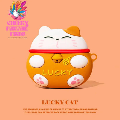 3D Cute Lucky Cat Case For Apple AirPods 1 2 Pro Bluetooth Headphone Cover 3rd Air pods Pro2 Silicone Soft Cover Protective Case Cheeky Fantail Finds
