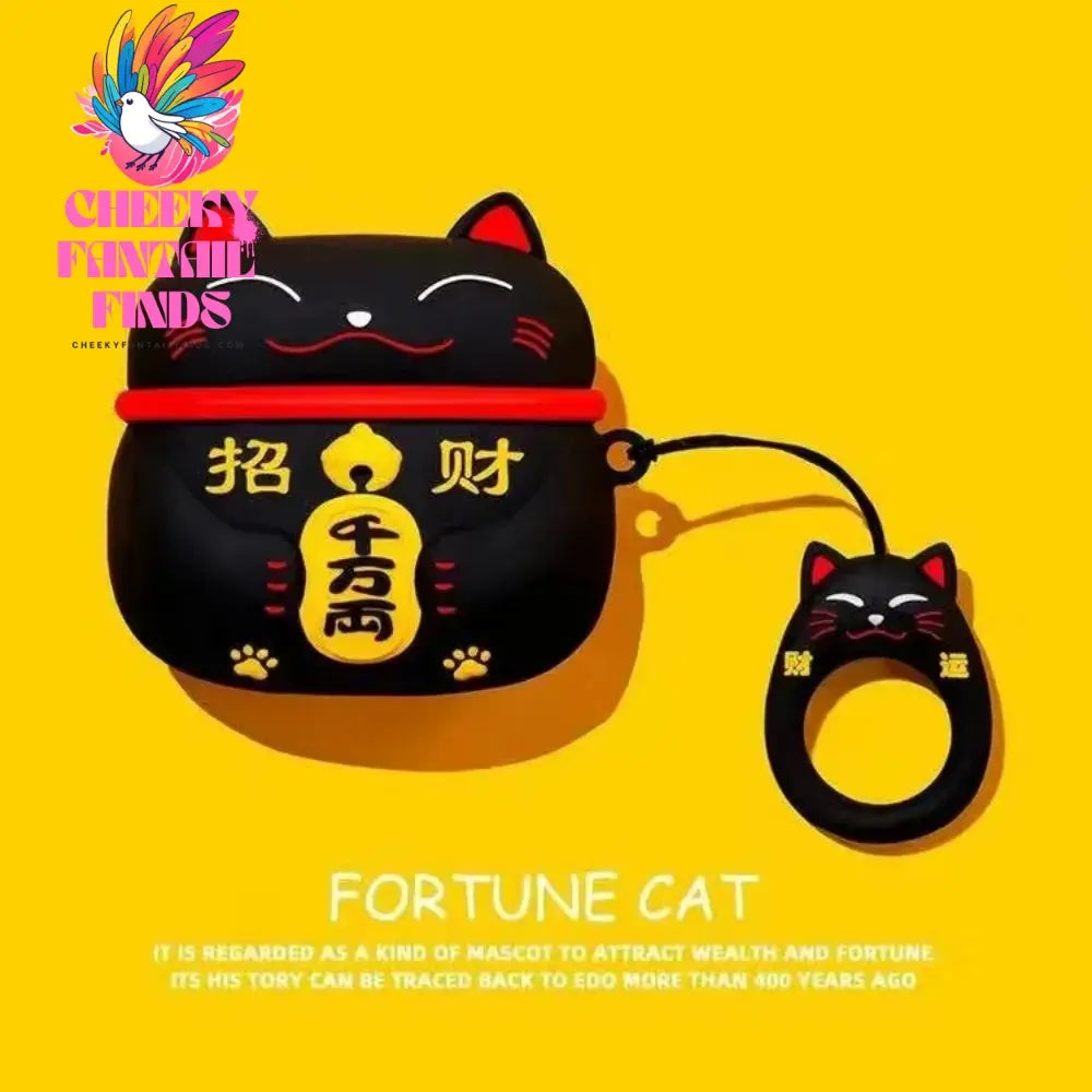 3D Cute Lucky Cat Case For Apple AirPods 1 2 Pro Bluetooth Headphone Cover 3rd Air pods Pro2 Silicone Soft Cover Protective Case Cheeky Fantail Finds