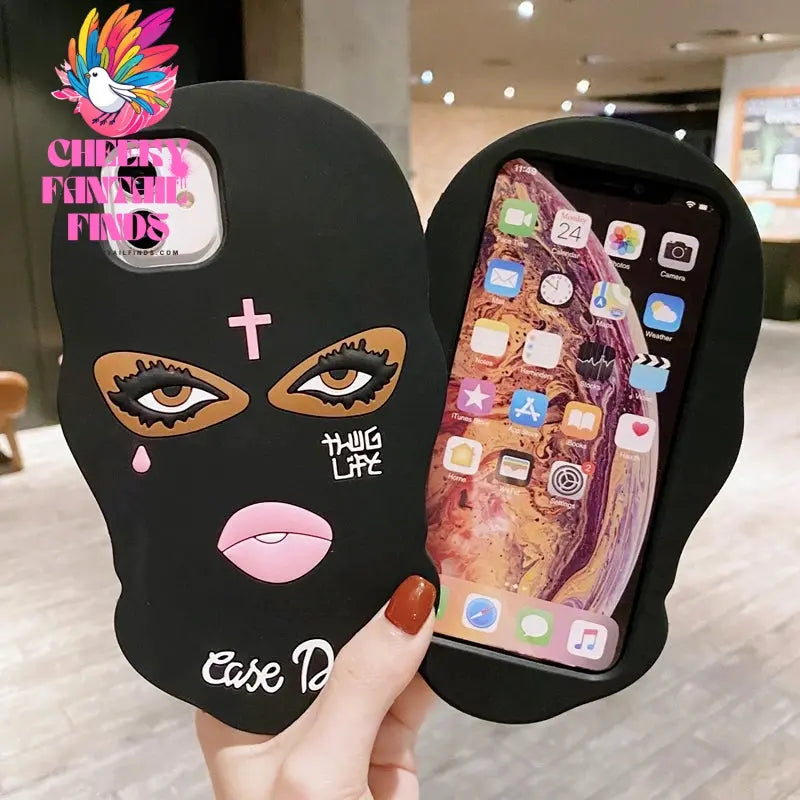 3D Mask Dolls soft case for iphone 16 15Pro 13 12 11 14ProMAX 7 8plus X Girl Tear Jesus cross Goon Thug Life cover for Girl gift Cheeky Fantail Finds