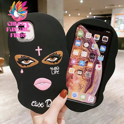 3D Mask Dolls soft case for iphone 16 15Pro 13 12 11 14ProMAX 7 8plus X Girl Tear Jesus cross Goon Thug Life cover for Girl gift Cheeky Fantail Finds