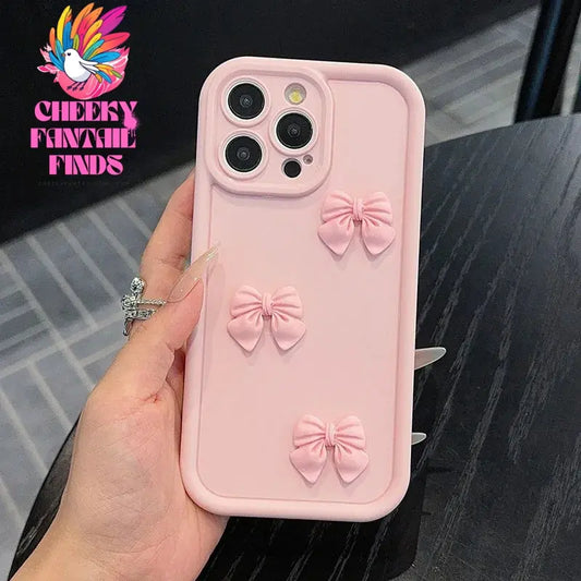 3D Pink Cute Butterfly Silicone Soft Phone Case For iPhone 16 15 14 13 12 11 Pro Max XS XR X 7 8 Plus SE Shockproof Candy Cover Cheeky Fantail Finds