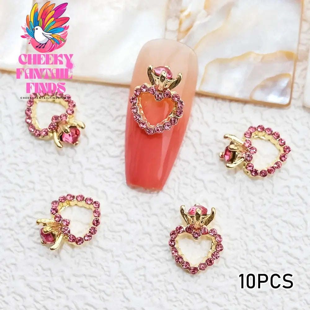 3D Pink/Red Lips Love Valentine Nail Charms Sweet Lover Heart Alloy Design Jewelry Nails Art Manicure Decoration Accessories Cheeky Fantail Finds
