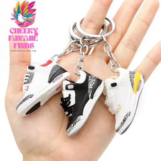 3D shoe keychain white cement blue stereo sneakers pendant four generation model bag jewelry pendant, children's Creative gifts Cheeky Fantail Finds