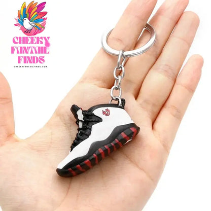3D shoe keychain white cement blue stereo sneakers pendant four generation model bag jewelry pendant, children's Creative gifts Cheeky Fantail Finds