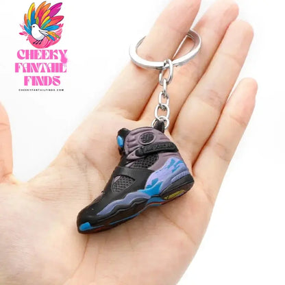 3D shoe keychain white cement blue stereo sneakers pendant four generation model bag jewelry pendant, children's Creative gifts Cheeky Fantail Finds