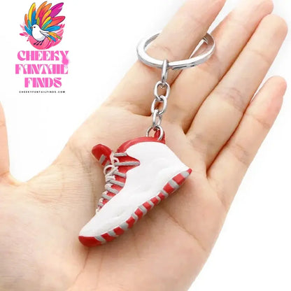 3D shoe keychain white cement blue stereo sneakers pendant four generation model bag jewelry pendant, children's Creative gifts Cheeky Fantail Finds