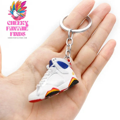 3D shoe keychain white cement blue stereo sneakers pendant four generation model bag jewelry pendant, children's Creative gifts Cheeky Fantail Finds