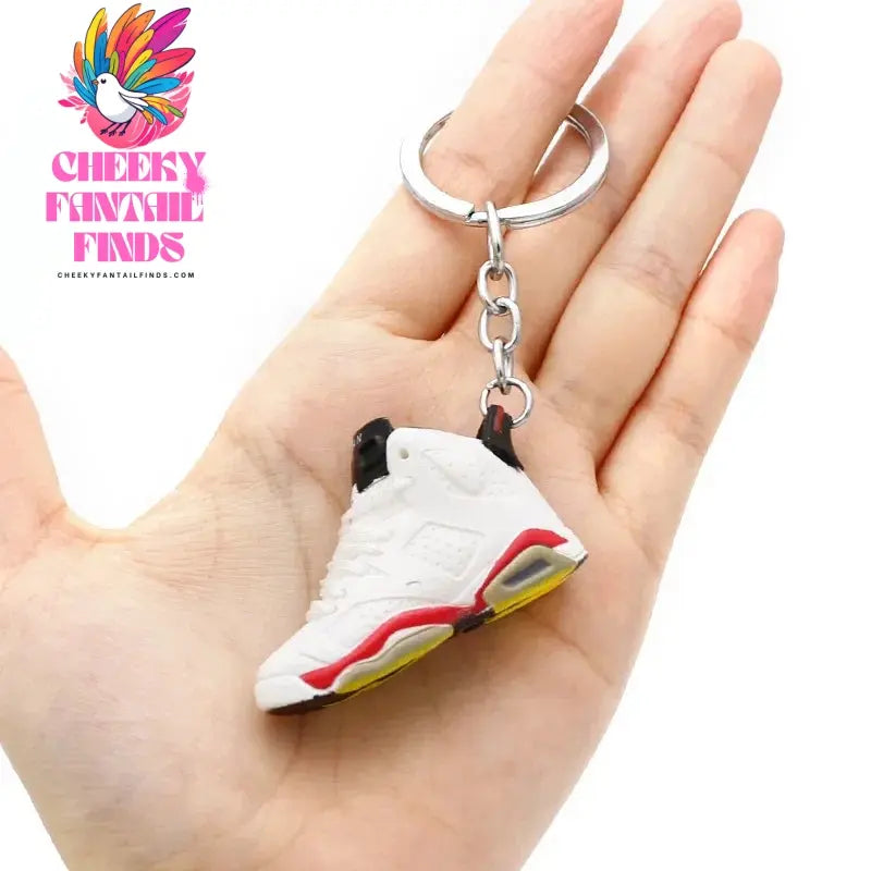 3D shoe keychain white cement blue stereo sneakers pendant four generation model bag jewelry pendant, children's Creative gifts Cheeky Fantail Finds